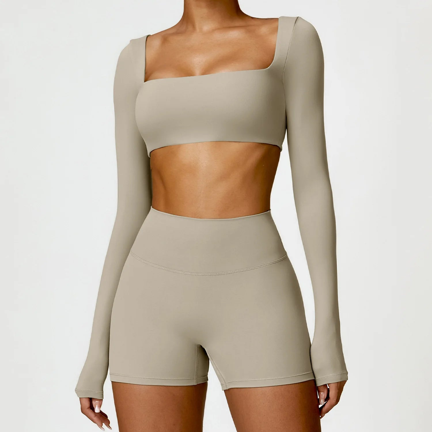 2pcs Women Yoga Set Gym Long Sleeve Seamless Sportswear Workout Clothes