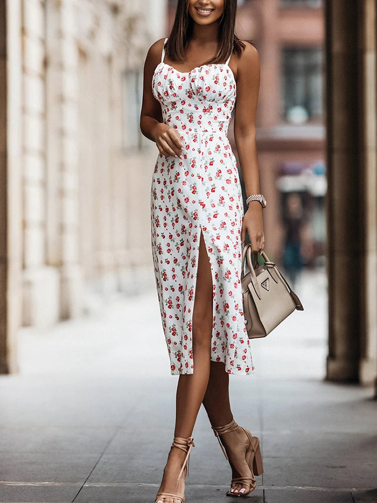 Women's sexy floral bandage dress, long dresses, women's clothing