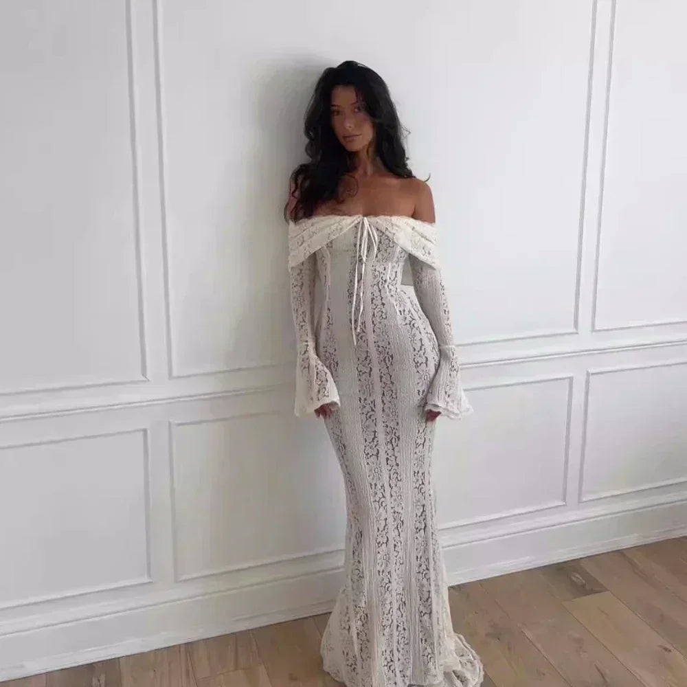 Suninheart White Off The Shoulder Autumn Bodycon Dress