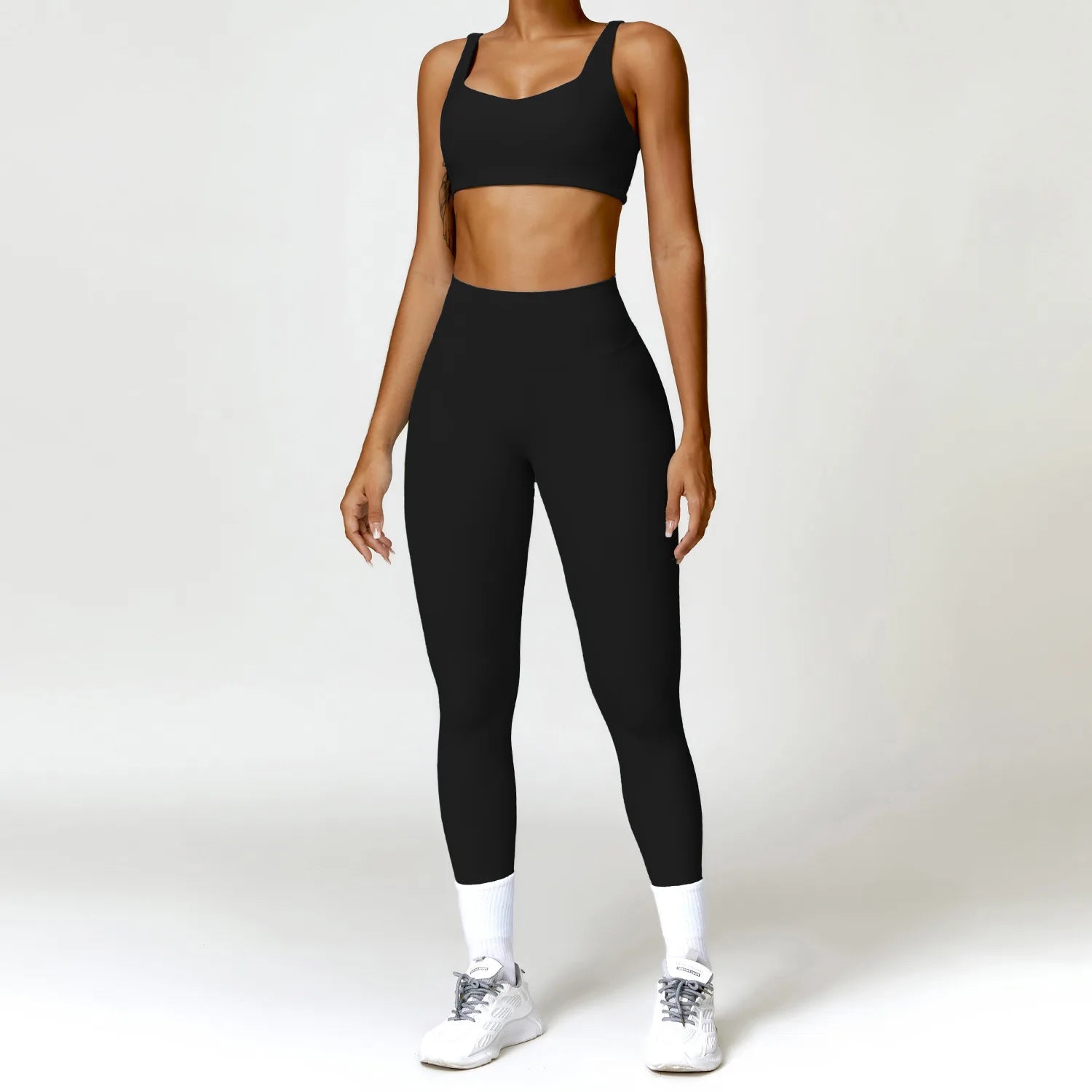 2pcs Women Yoga Set Gym Long Sleeve Seamless Sportswear Workout Clothes