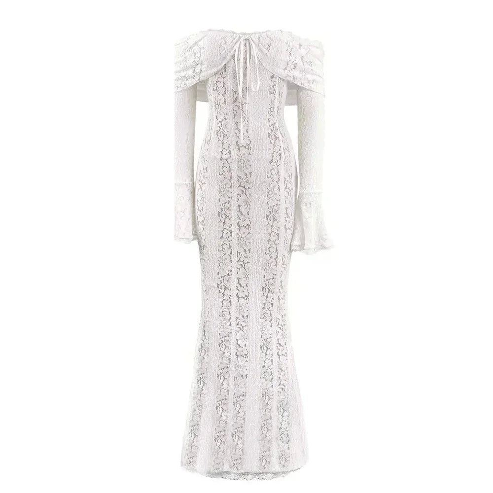Suninheart White Off The Shoulder Autumn Bodycon Dress