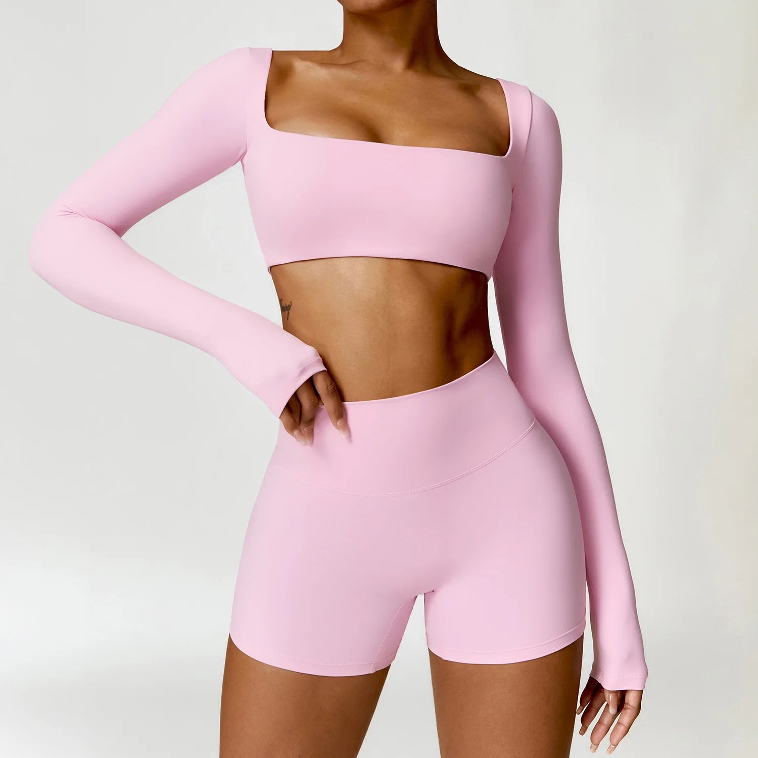 2pcs Women Yoga Set Gym Long Sleeve Seamless Sportswear Workout Clothes